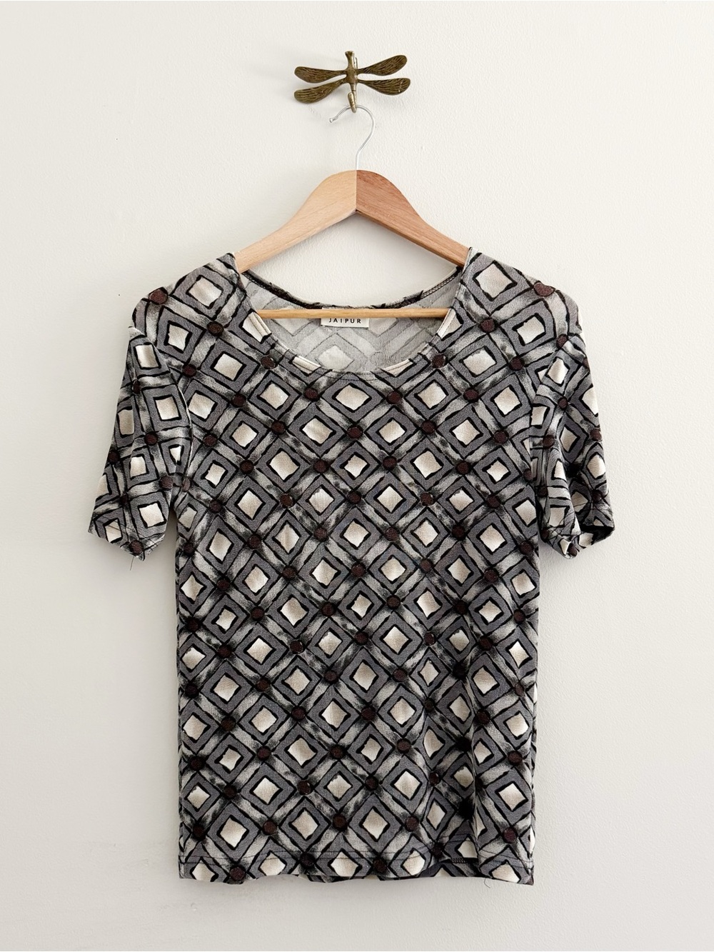 Vintage 90s Slinky Geometric Print Short Sleeve Lightweight Top